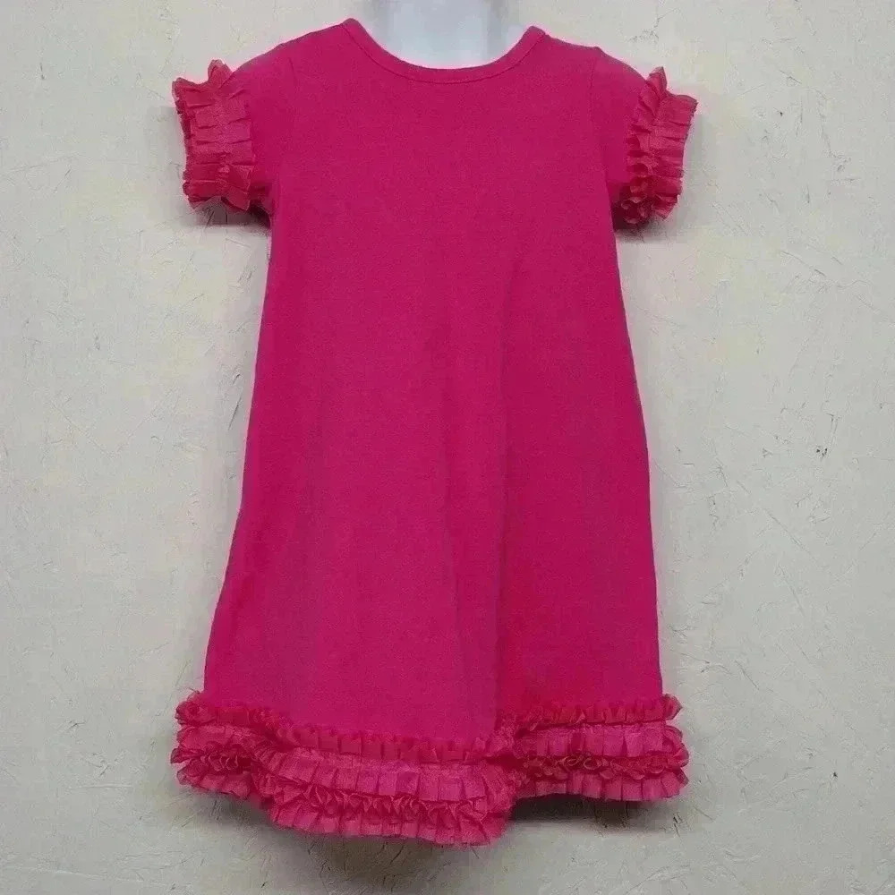 Just Blanks Girls Pink Ruffle Tshirt Dress